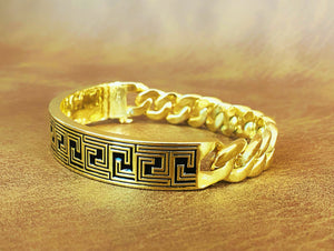 Greek Key Enamel 9k/14k/18k Bracelet Chain (Item No. GB0004）