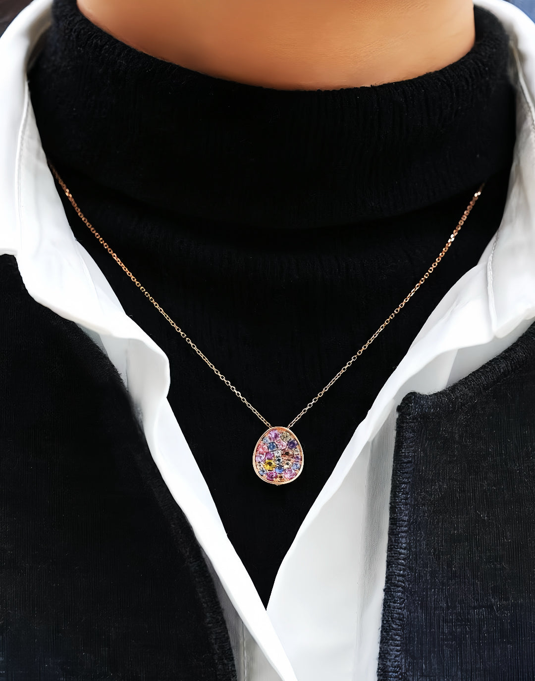 Rainbow Sapphire 18k Gold Pendant (Item No. SA057）