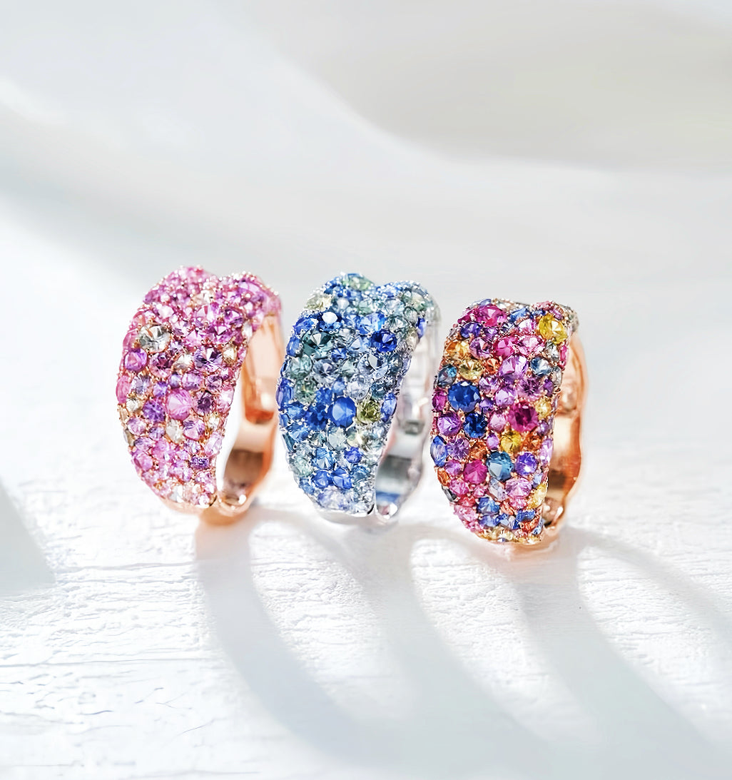 Monet's Garden Rainbow Sapphire 18k Gold Ring (Item No. SA053）