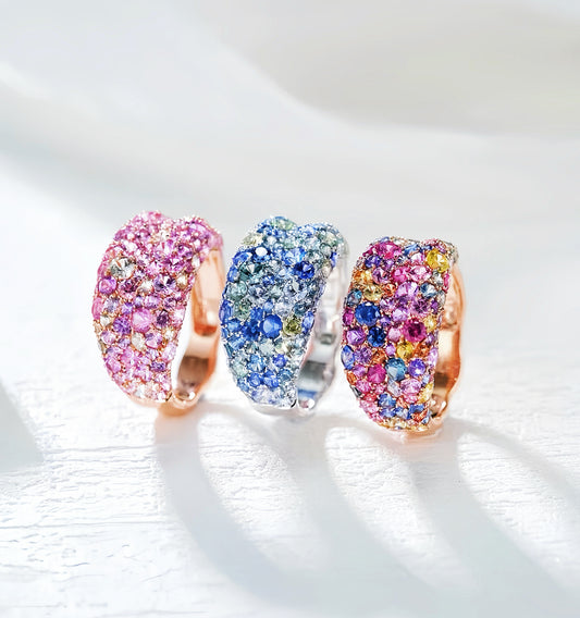 Monet's Garden Rainbow Sapphire 18k Gold Ring (Item No. SA053）