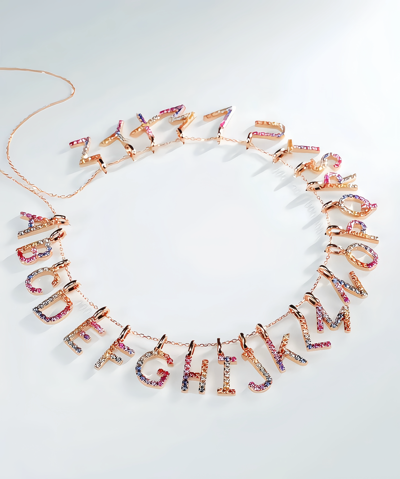 Alphabet Rainbow Sapphire 18K Gold Pendant (Item No. SA055）