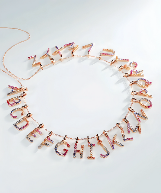 Alphabet Rainbow Sapphire 18K Gold Pendant (Item No. SA055）