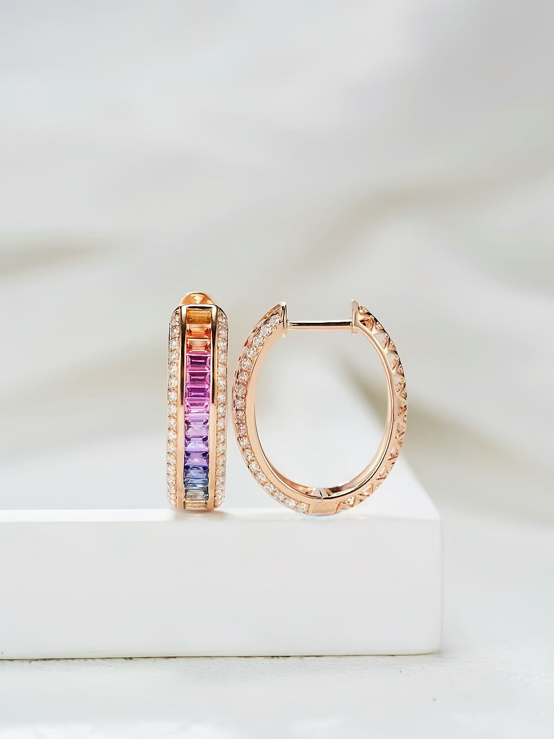 Rainbow Sapphire 18k Gold Earring (Item No. SA115）