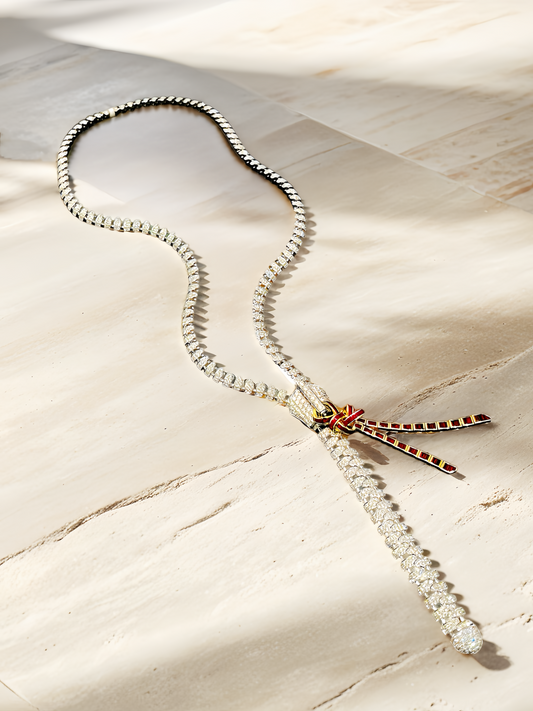 Vintage Zip 18k Gold Diamond Ruby Necklace (Item No. VT211）