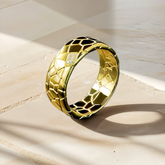 Classic Cracking Stone Diamond 9k/14k/18k Gold Ring (Item No. TDRG0008）