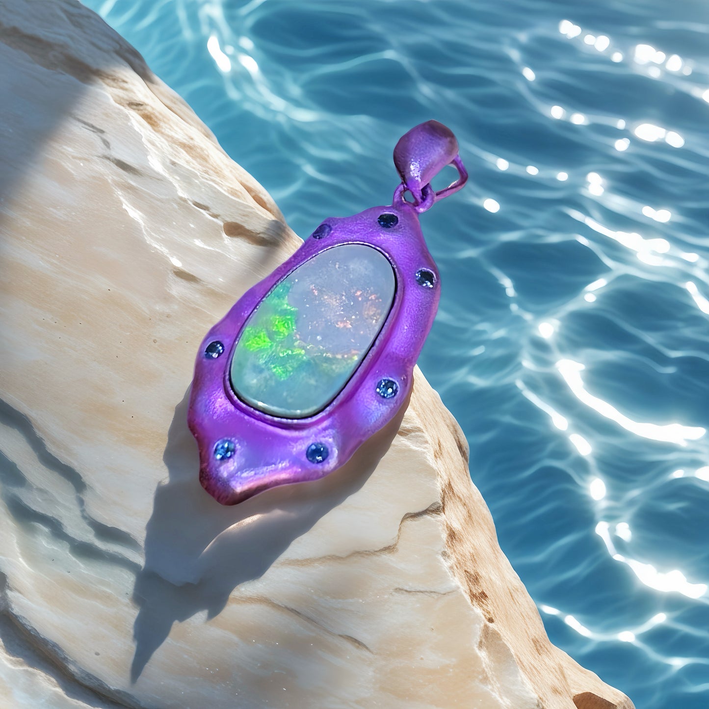 Anodized Titanium Purple Opal Pendant (Item No. TA003）