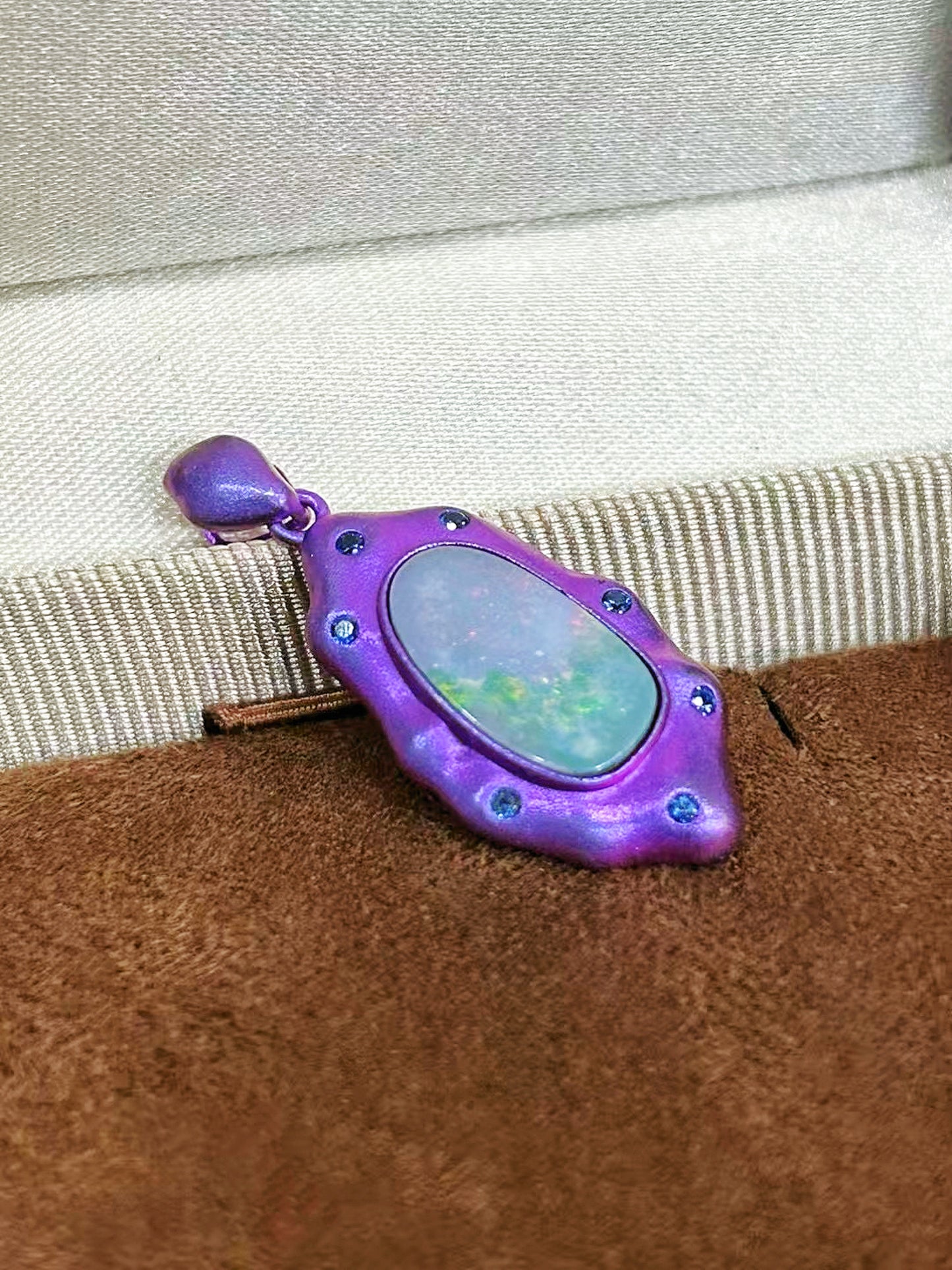 Anodized Titanium Purple Opal Pendant (Item No. TA003）