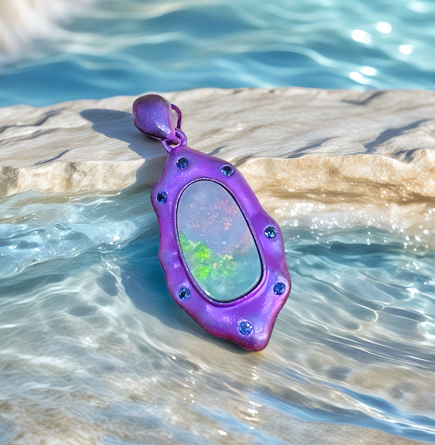 Anodized Titanium Purple Opal Pendant (Item No. TA003）