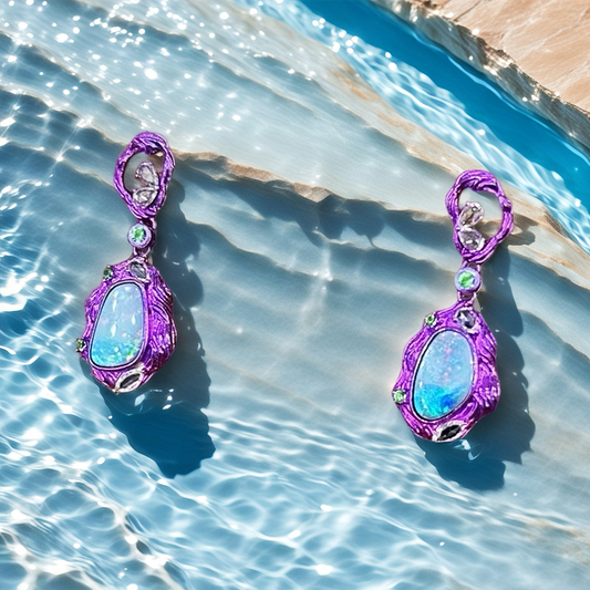 Anodized Titanium Purple Opal Earring (Item No. TA002）