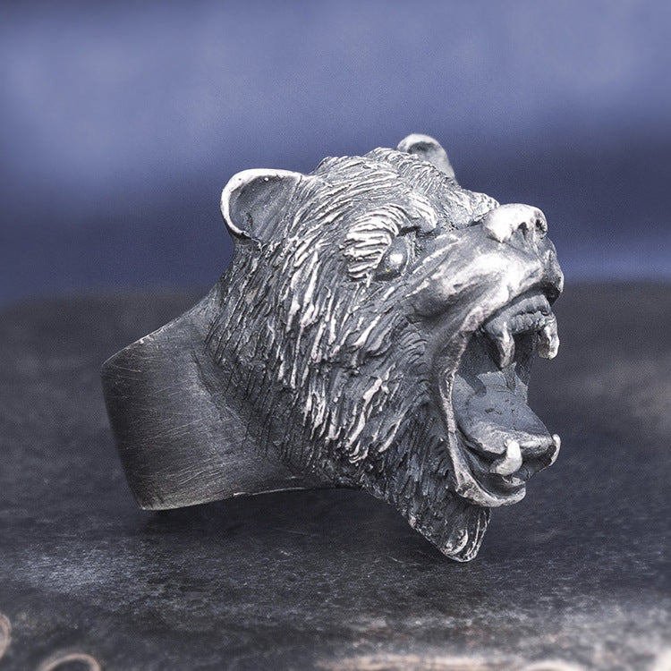 Bear Head Silver Ring (Item No. R0078) Tartaria Onlinestore