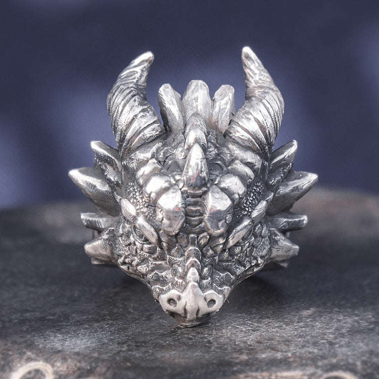 Fantasy Dragon Head Silver Ring (Item No. R0074) Tartaria Onlinestore