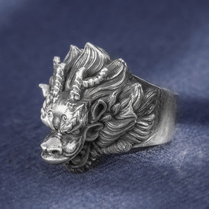 Dragon Head Pure 999 Silver Ring (Item No. R0071) Tartaria Onlinestore