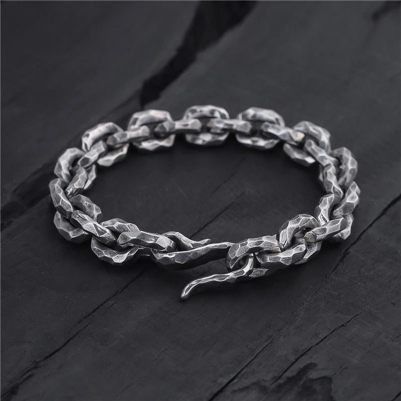 11mm Hammered Silver Bracelet Chain (Item No. B0026) Tartaria Onlinestore