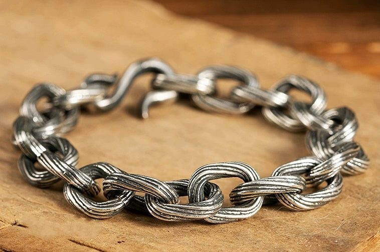 Heavy Metal Silver Bracelet Chain  (Item No. B0145) Tartaria Onlinestore