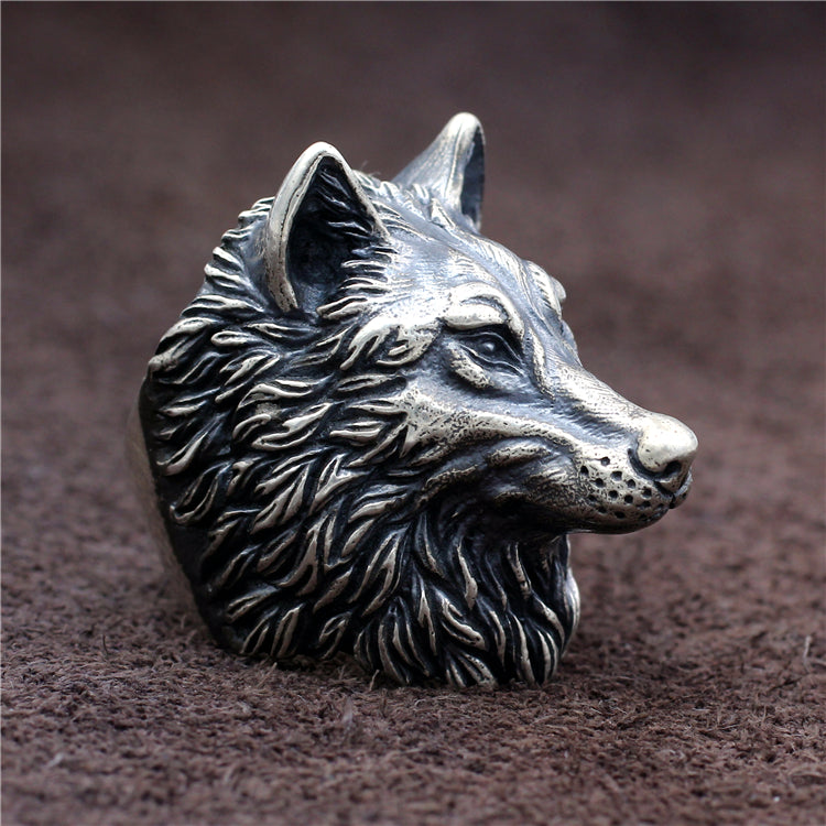 Large Wolfhead Silver Ring (Item No. R0032) Tartaria Onlinestore