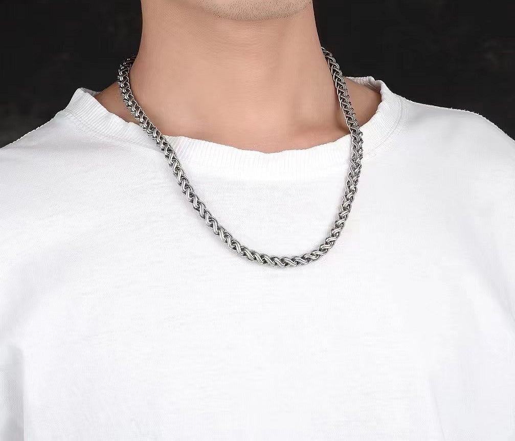 Classy Braided Silver Necklace Chain (Item No. N0114) Tartaria Onlinestore