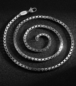 Platinum Silver Necklace Box Chain (Item No. N0095) Tartaria Onlinestore